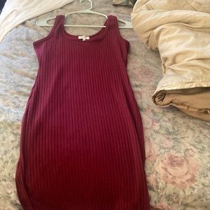 The dress is burgundy